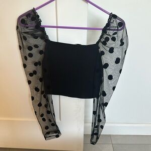 Black Zara top with sheer sleeves